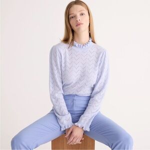 J.Crew Light Blue Ruffled Cashmere Blouse Small